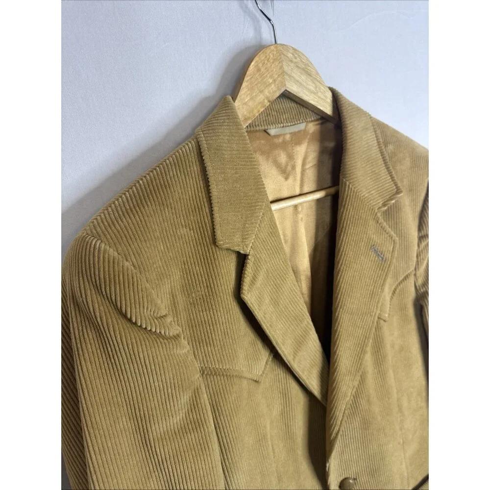 Vintage L-Bar-H Western Corduroy Sport Coat Blazer Tan Western USA Made‎ 38R - Picture 3 of 12